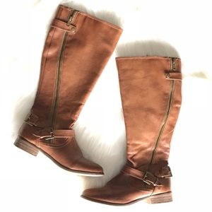 Extreme by Eddie Marc Margo camel knee high boots